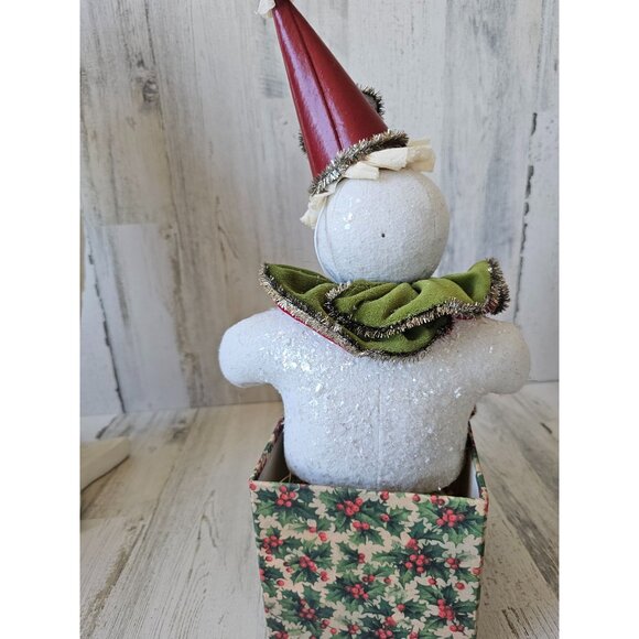 Bethany Lowe Snowman Jack in the box RARE vintage candy cane jester Xmas vintage